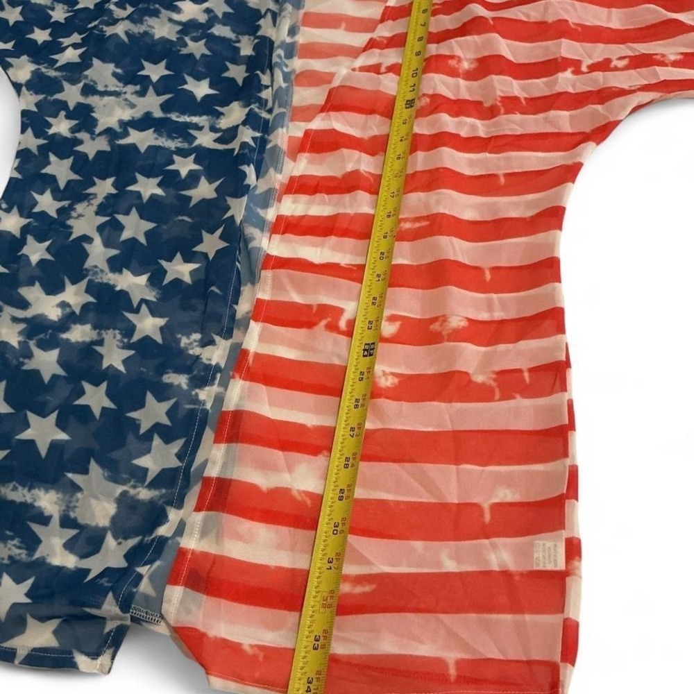 Unbranded Kimono Cardigan Womens One Size Red White Blue Excellent USA Flag Star - Picture 4 of 7